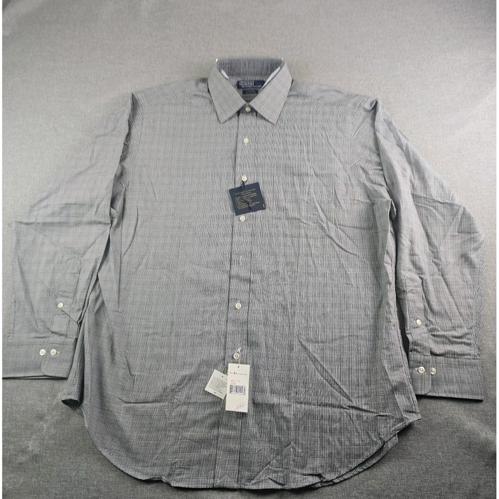 Vtg Polo Ralph Lauren Curham Shirt Mens 17 Houndstouth Button Down Long Sleeve